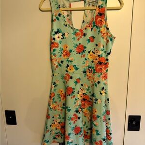 Almost Famous Mint Green Floral Mini Dress
